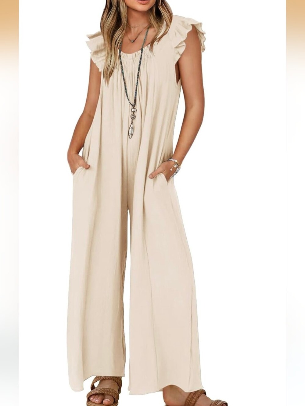 ZESICA Apricot Loose Jumpsuit Size - XL